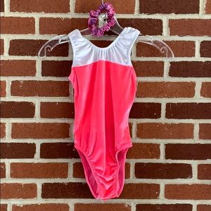 Hot Pink & Sparkly White Velvet Leotard